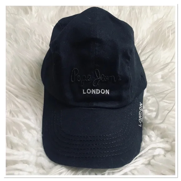 Pepe Jeans London Cap Hat Black White Embroidered Front Adjustable Back One Size - Picture 3 of 7